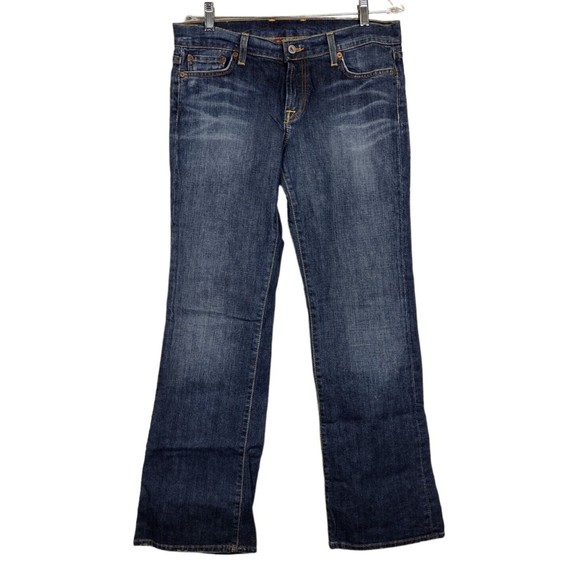Lucky Brand Dungaree Sundown Women's Size 8 Denim Blue Jeans Wide Leg Mid Rise - Picture 1 of 9